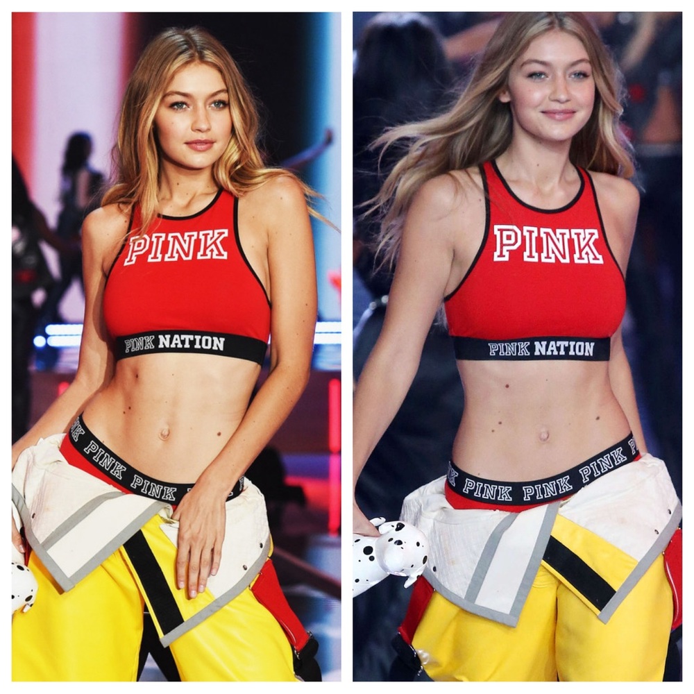 NEW Victoria Secret PINK Red & Black Sports Bra / Crop Top with Sporty Detail